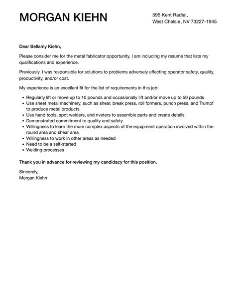 cover letter samples for jobs metal fabrication|steel fabrication cover letter.